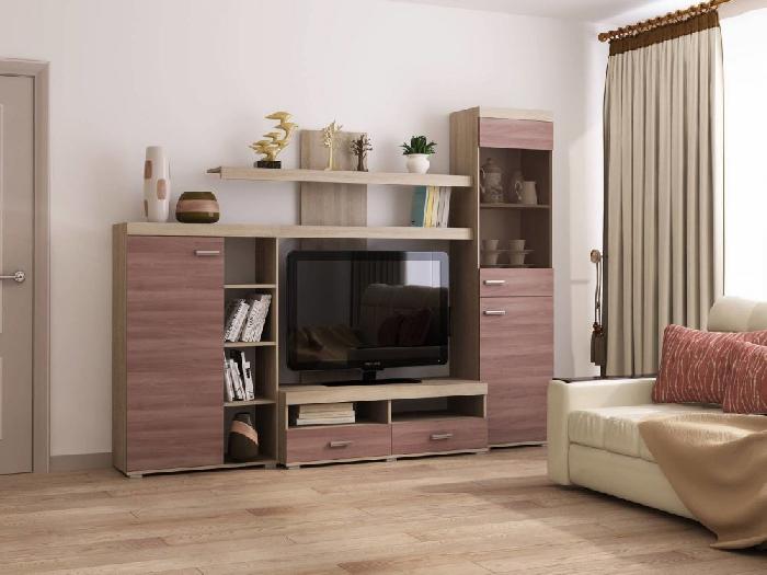 Стенка Мистраль (дуб сонома, ясень шимо темный,(ПАМИР))