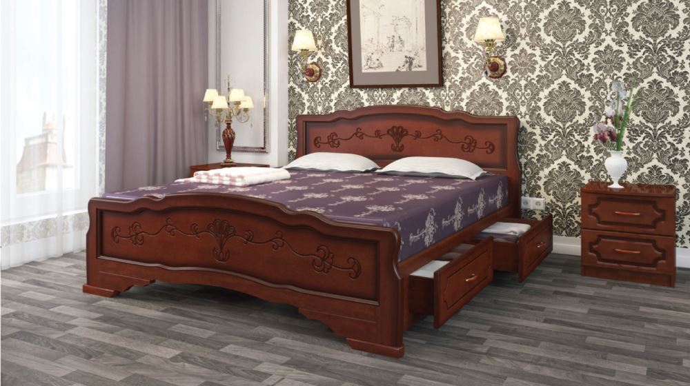 Фото Кровать односпальная Карина-6 (СМ 90х200) с выдвижными ящиками, без основания с универсальными царга от производителя Браво-мебель в Джанкое по цене 26 220 ₽