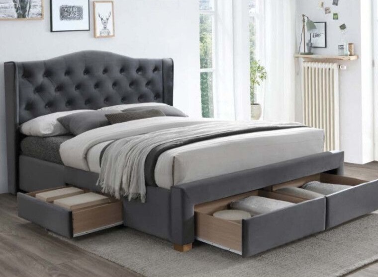 Фото Кровать двуспальная Signal Aspen velvet bluvel II (СМ 160х200) c ортопедическим основанием от производителя Signal в Джанкое по цене 99 730 ₽