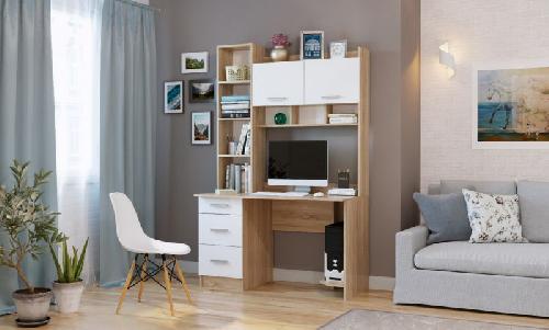 Стол компьютерный дуб сонома-белый глянец