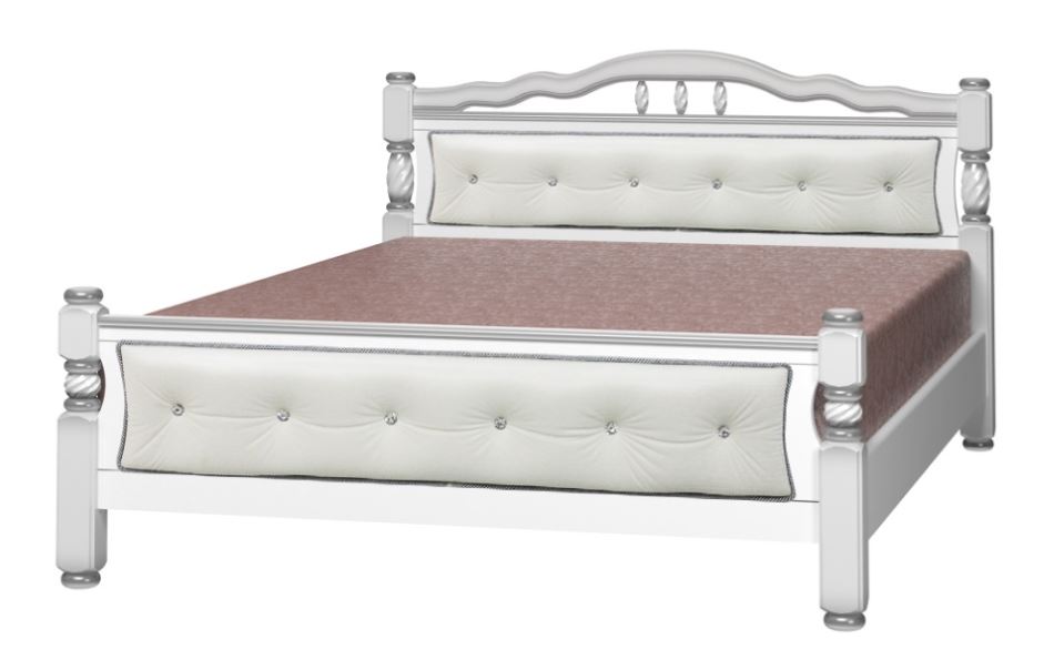 Фото Кровать двуспальная Карина-11 (СМ 140х200) с элементами светлой экокожи, без основания с универсальн от производителя Браво-мебель в Джанкое по цене 22&nbsp;910 ₽