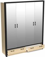 Шкаф Бостон (180) четырехдверный (4 зеркала) (гикори джексон, гикори джексон-черный,(СБК)) в Джанкое от производителя 