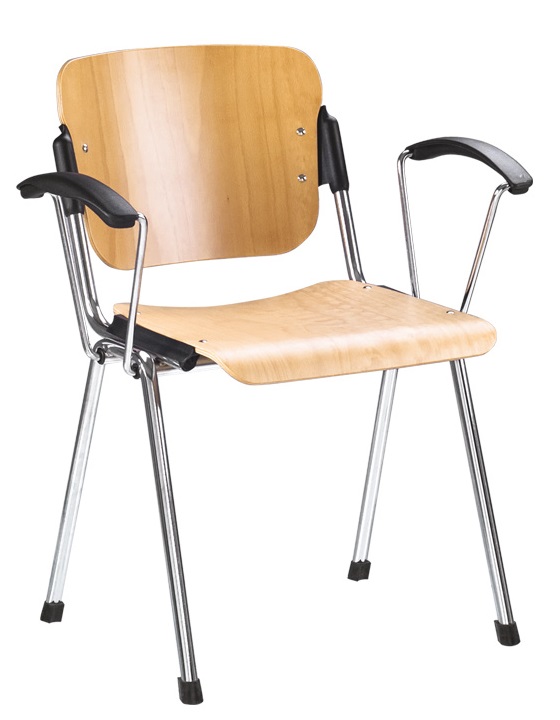 Фото Стул для посетителя Эра (Era) wood arm (хром) от производителя Новый стиль в Джанкое по цене 4 840 ₽