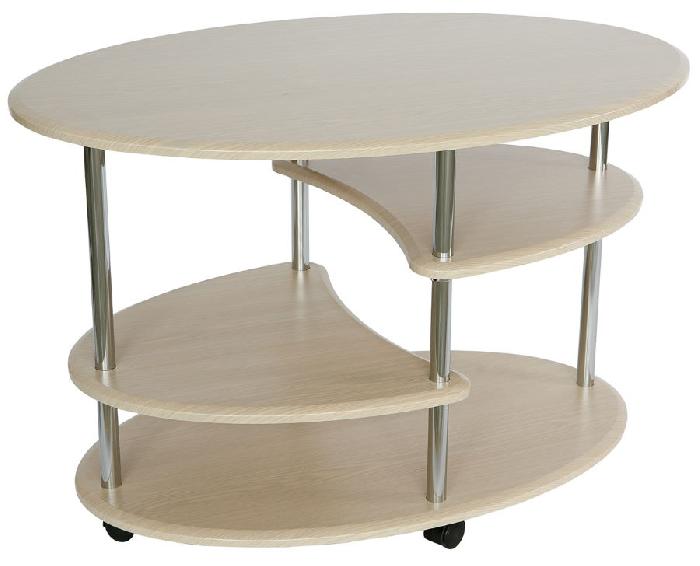 Стол журнальный Эллипс (пластик, мдф-дуб беленый,  черный (Калифорния) )