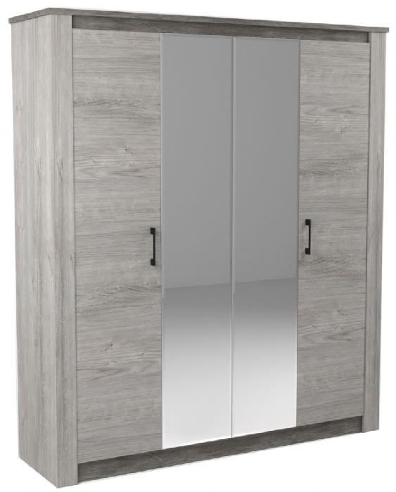 Шкаф Денвер (192) четырехдверный (риббек серый-камень темный, риббек серый,(СБК))