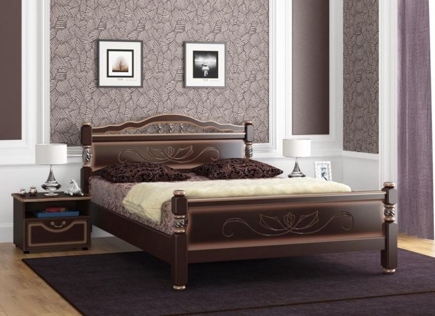 Фото Кровать двуспальная Карина-5 (СМ 140х200) без основания с универсальными царгами от производителя Браво-мебель в Джанкое по цене 17&nbsp;530 ₽