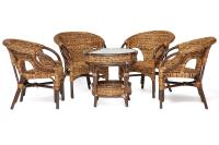 Фото mebel-iz-rotanga комплект обеденный стол+4стула-кресла mandalino (d640хh630)(650х620хh800) производитель Tetchair
