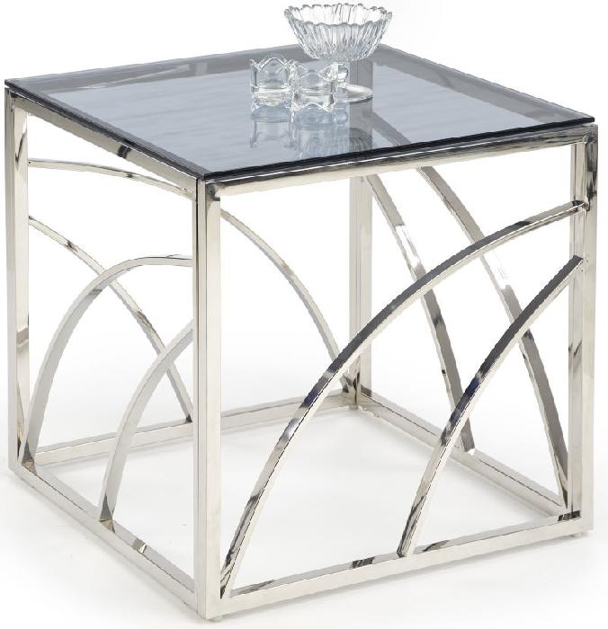 Стол журнальный Halmar Universe kwadrat (металл окрашенный, стекло-дымчатый,  серебристый (Halmar ) )