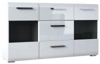 Фото mebel-dlya-gostinits комод домино (3 ящ + 2 дв) со стеклом производитель Браво-мебель