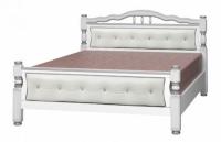 Кровать двуспальная Карина-11 (СМ 160х200) с элементами светлой экокожи, без основания с универсальн в интернет магазине Планета Комфорта Фото derevyannye-krovati кровать двуспальная карина-11 (см 160х200) с элементами светлой экокожи, без основания с универсальн производитель Браво-мебель