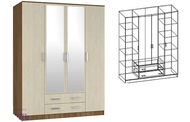 Фото Шкаф Светлана (168) четырехдверный от производителя Мебель Маркет в Джанкое по цене 34&nbsp;440 ₽