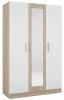Шкаф Леси (Уют 1) (120) с зеркалом трехдверный (сонома, белый ,(Горизонт))